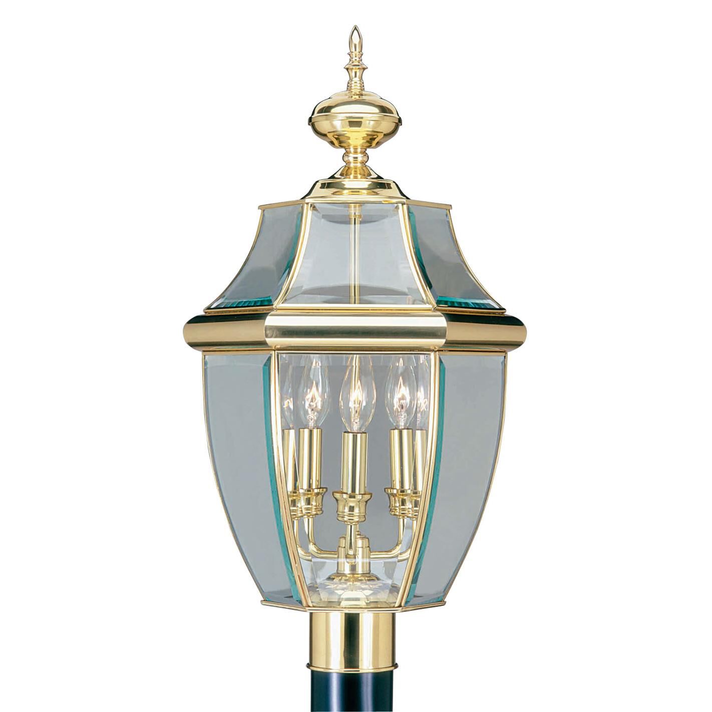 Shown in Polished Brass finish and Clear Beveled glass